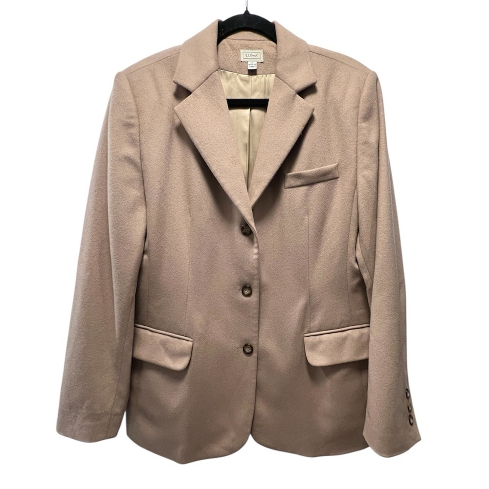 Vintage L.L.Bean Wool & Cashmere Tan Women's Blazer- Size 14R